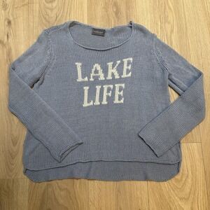 Wooden Ships Sweater Womens Size S/M Lake Life Long Sleeve Boatneck Preppy